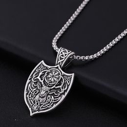 Pendant Necklaces Fishhook Viking Deer Animal Knotwork Necklace Stag Spirit Vegvisir Symbol Amute Stainless Steel Box Chain Jewellery For Men