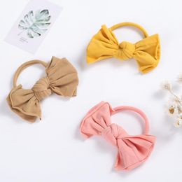 Hair Accessories 1pcs Big Bow Elastic Baby Headband Solid Colour For Children Bows Headwraps Girl Hairband Born