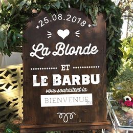 Design French BINUE Sign Decals Creative Custom Name Personalise Wedding Decor Wooden Board Glass Mirror LC836 220621
