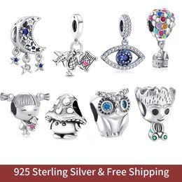 925 Sterling Silver Charms Colour women pendant Jewellery galaxy starry sky charms Beads Original Fit Pandora Bracelet Jewellery Making DIY Gift