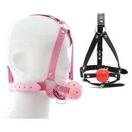 sexy Toys Leather gag head harness bondage Open mouth mute restraint solid silicone ball Adult fetish products