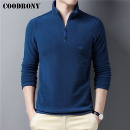 COODRONY Brand Autumn Winter Casual Pure Colour Hoodies Sweatshirt Zipper Stand Collar Pullover Men Clothing Soft Warm Coat C4016 220325