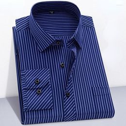 Men's Dress Shirts For Men Business Striped Long Sleeve Shirt Male Formal Casual Cotton Clothing Tooling Plus Size 4XL 5XLMen's Vere22