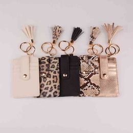 New Leopard Snake Kabaw Wallet PU Leather Tassel Card Bag Keychain Bag for Women Men Friendship Bracelet Keychain Jewellery AA220318
