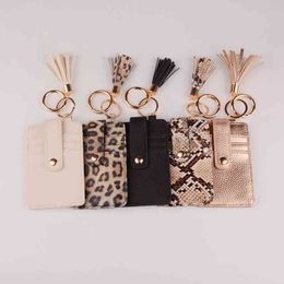 New Leopard Snake Kabaw Wallet PU Leather Tassel Card Bag Keychain Bag for Women Men Friendship Bracelet Keychain Jewelry AA220318