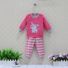 Clothing Sets Baby Velour Long Sleeve Blouse Striped Pants 2 Pieces/Set Girls Set Autumn Born Sleep Clothes Boys OverallsClothing