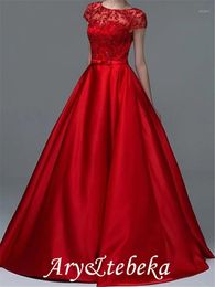 Party Dresses A-Line Beautiful Back Elegant Engagement Formal Evening Dress Jewel Neck Satin With Sash / Ribbon Embroidery 2022