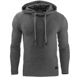 QSuper Men Hooded Sweatshirt Solid Colour Plaid Hoodies Male Long Sleeve Hoodie LooseSlim Casual Men Hoodies Sportswear 210924