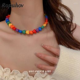 Chains Ropuhov 2022 Woman Candy-colored Acrylic Love Necklace Personalised Neck Chain Clavicle Korea Simple OrnamentsChains Godl22