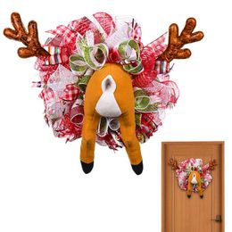 Decorative Flowers & Wreaths Deer Wreath Ornaments Artificial Garland Wall Door Decoration Silk Ribbon Antler For DoorDecorative