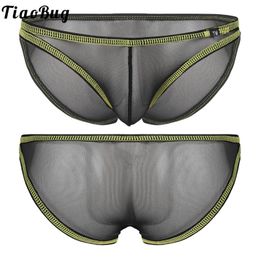 mens see through nylon underwear Australia - Men's Swimwear Tiaobug Mens See-through Mesh Nylon Briefs Low Rise Bulge Pouch Breathable Thongs Underpants Elastic Waist Underwear For Dati