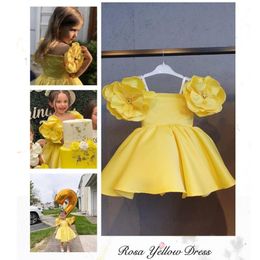 15943 Baby Girls Flower Party Dress Kids Slash Neck Crown Ball Gown Tutu Princess Dress Children Dresses