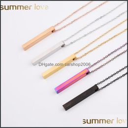 Pendant Necklaces Pendants Jewelry Polished Stainless Steel Blank Bar Geometric Square Vertical Long Necklace Diy Customize 5 Drop Deliver