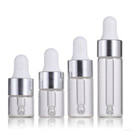 100 Pcs Mini Dropper Bottles Essential Oil Aromatherapy Bottles with Sliver Cap Reagent Pipettes Bottles 1ml 2ml 3ml 5ml