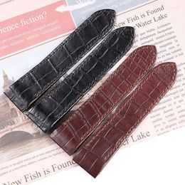 Watch Bands Cosy Watchband Brown Black 18mm 22mm 23mm Real Leather Band Alligator Round Pattern Thin Strap Belt Hele22