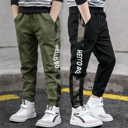 Pants for Boys Spliced Beam Foot Trousers Cotton Casual Sports Pants Clothes for Teenagers Boys 8 10 12 14 16 Years Spring LJ201127