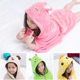 Towel Kids Baby Cartoon Embroidered Bath Hooded 90 90cm Born Coral Fleece Children Towels Blanket Bathrobe Infant TowelTowel