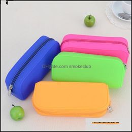 Pencil Cases Bags Office School Supplies Business Industrial Wholesale-Candy-Colored Sile Case Lovely Bag Zipper Pen Mtifunctional Handbag