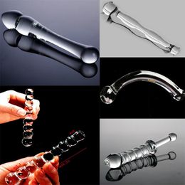 Female Crystal Glass Dildo Beads Clitoral G-spot Vaginal Massager Anal Butt Plug BDSM Bondage Women Stimulation sexy Toys