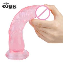 Nxy Sex Products Dildos Transparent Simulated Dildo for Women Strong Suction Realistic Penis Comfortable Adult Masturbation Toys Plus Size 1227