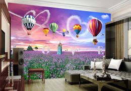 wallpaper decor Lavender flower sea 3D TV background painting home appliance 3d wall sticker