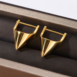 French 2022 New Casual Niche Design Geometric Earrings Stud Premium Rivet Ear Buckles Triangular Conical Brass Gold Plated Jewellery Accessories Gift