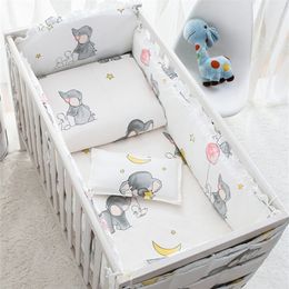 6/9pcs Elephant Baby Liberding Set Cotton Bedroom Decor Baby Girl Boy Berce Lit Lit Bumper 120 * 60/120 * 70cm 220514