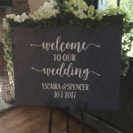 Vinyl Welcome Wedding Decal Welcome to our Beginning Personalized Vinyl Decal Wedding Sign DIY Names and Date Custom Decal 220621