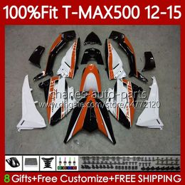 Injection Body For YAMAHA MAX-500 TMAX MAX 500 2012-2015 Bodywork 113No.108 TMAX-500 Orange white T-MAX500 TMAX500 12 13 14 15 T MAX500 2012 2013 2014 2015 OEM Fairings