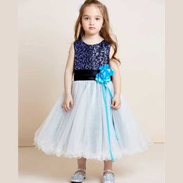 Girl's Dresses A-Line Tea Length Flower Girl Tulle Sleeveless Jewel Neck With Sash / Ribbon Mini Me