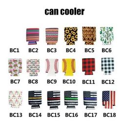 6Pcs 330ml 12oz Themed Insulated Neoprene Beer & Soda Sleeve Covers Can Coolers Sleeves Perfect For BBQ Weddings Parties 201021