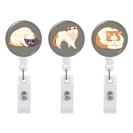 Office & School Supplies Hot Selling Cartoon Pet Cat Badge With Back Clip Certificate Cover Telescopic reel badge