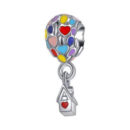 Fits Pandora Original Bracelets 20pcs Silver Charms Beads Colourful Hot Air Balloon Silver Charm Bead For Women Diy European Necklace Jewelry