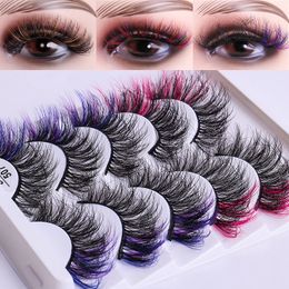 5 Pairs Color Eyelashes Fluffy Colored False Eyelash Multi Layer Full Stripe Cruelty Free Eye Lashes Extension Makeup