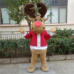 2022 Performance Happy deer Mascot Costume Halloween Christmas Cartoon Character Outfits Suit Advertising Leaflets Clothings Carnival Unisex Adults Outfit