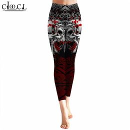 Womens Leggings Viking Pirate Tattoo Printed High Waist Elasticity Legging 3D Fashion Women Fitness Pants 220617