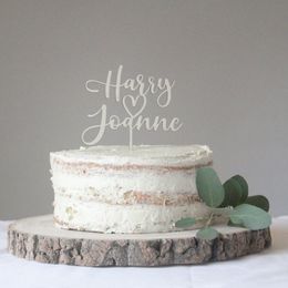 Personalised Decor Custom Cute Love Heart Wedding Wooden Gift Cake Topper 220618