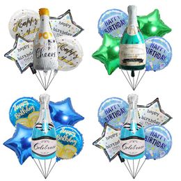 Party Decoration 5pcs Beer Cup Foil Balloons Baby Shower Birthday Wedding Decorations Cheering Champagne Whiskey Bottle Supplies Globos