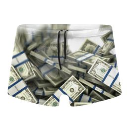 Men's Shorts Summer Man's Earn Money Dollar Beach Swimwear Adult Swimming Trunks Swimsuit Swim Wear Cartoon Printed TrunksMen's