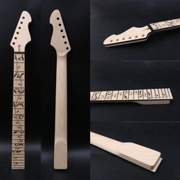 guitar necks unfinished UK - DIY 22 Fret 25.5 inch Maple Electric Guitar Neck nice inlay Unfinished #Y3