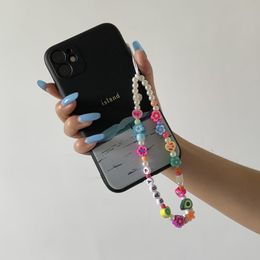Keychains Fruit Colour Contrast Bag Hanging Rope Accessories Pastoral Acrylic Letter Beaded Mobile Phone ChainKeychains