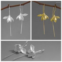 Dangle Earrings & Chandelier Gold Colour Silver Earring Fashion Jewellery Elegant Magnolia Flower For Women Female GiftsDangle
