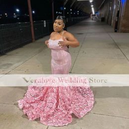 Pink Sequins Prom Dresses For Women Spaghetti Straps African Occasion Party Gala Gowns Outfit Cocktail Dress