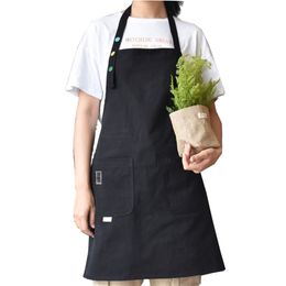 New 100% Cotton Apron Coffee Shop And Hairdresser Sleeveless Work Apron Bib Cooking Kitchen Aprons For Woman Chef Baking Aprons 201007