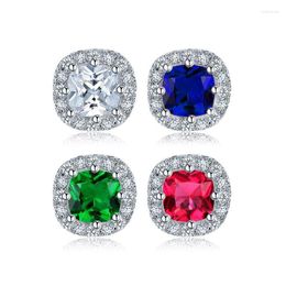 Stud Huitan Vintage Simple Women Earrings Wholesale Lots&Bulk With White Blue Red Green Stone Prong Setting Factory WholesaleStud Kirs22