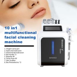 10 In 1 Microdermabrasion Skin Rejuvenation Hyperbaric Oxygen Hydro Aqua Spray Jet Water Peeling Therapy Facial Lifting Dermabrasion Machine with radio frequency