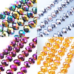 WOJIAER Small Beads Crystal Glass Faceted Loose Beads for Jewellery Making Necklace DIY Bracelet 95pcs Size 4x6mm BA303