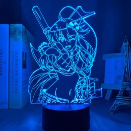 Night Lights 3D Anime Gurren Lagann Yoko Led Light For Bedroom Decor Birthday Gift Lamp Littner Gadget