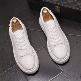 British Designers Dress Wedding Party Shoes Luxury Designer Men White Low Causal Loafers Platform Round Toe Air Cushion Leisure Walking Prom Board Sneakers