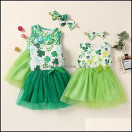 Girls Dresses Baby Kids Clothing Baby Maternity Clothes Lace Sleeveless Dress With Bow Headband Children Net Yar Dhhic